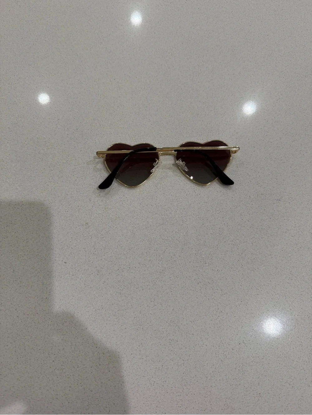 Groovy Gold Frame Heart Sunglasses with Brown Gradient Lenses